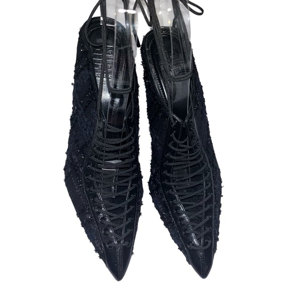 GIVENCHY pumps heels mule black lace size EU 37.5 lace-up pointed toe witchy new - Picture 8 of 15